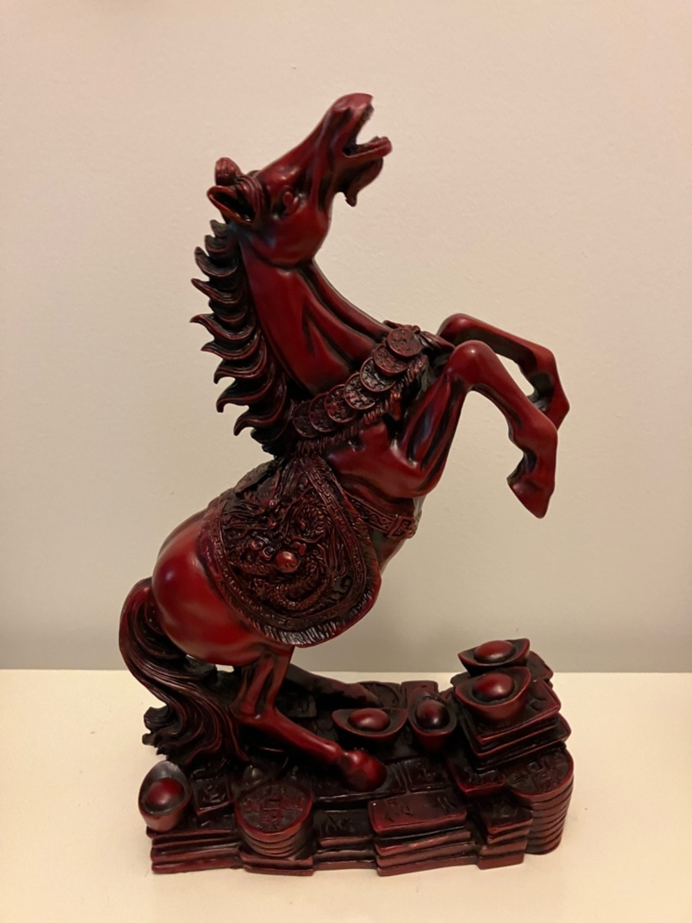 Chinese Red Galloping Horse Fung Shui Statue